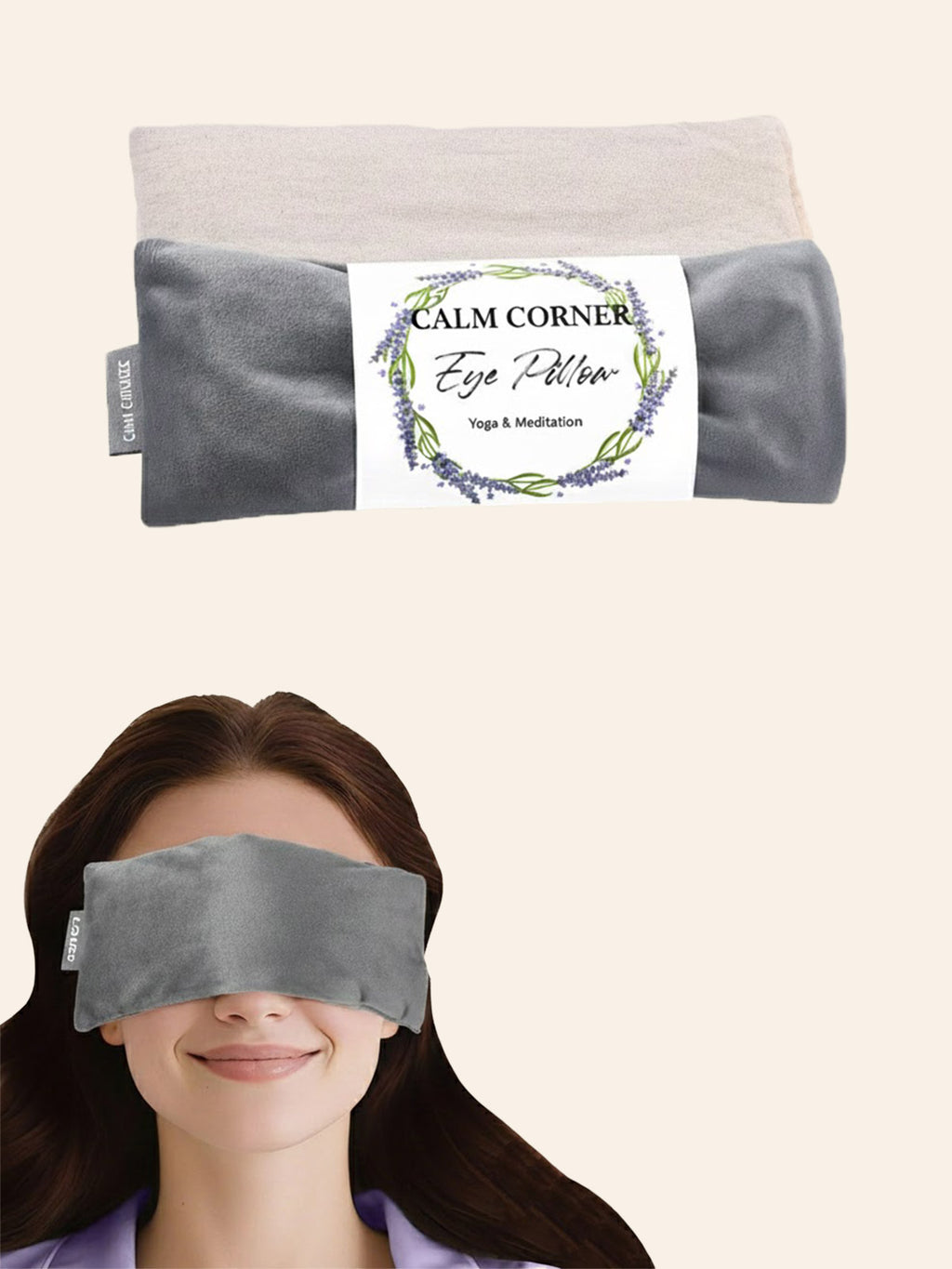 Velvet Weighted Yoga Eye Pillow – Flaxseed & Lavender (Grey / Green)