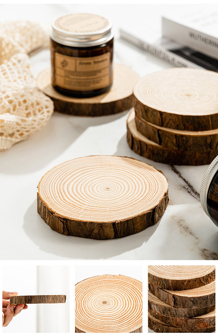Natural Pine Wood Coasters – Multi-Purpose Candle & Drink Pads, 11cm,(Set of 5)