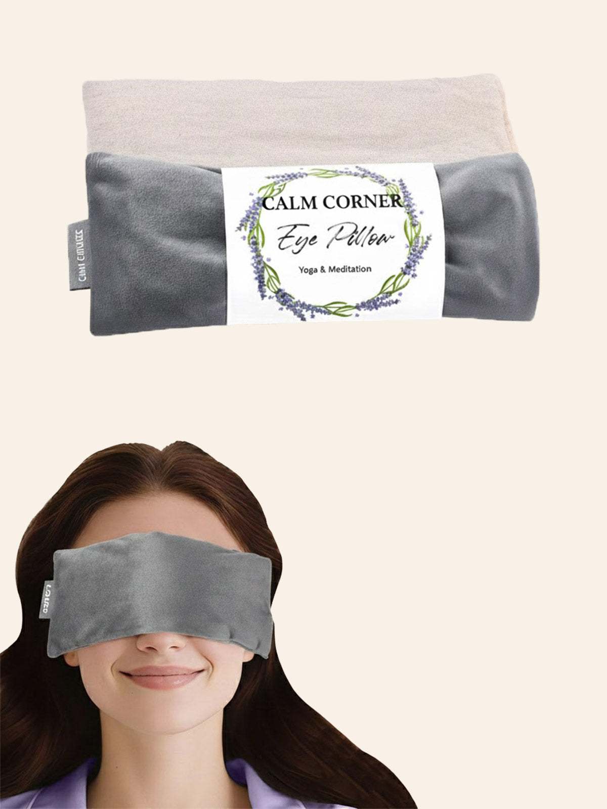 Velvet Weighted Yoga Eye Pillow – Flaxseed & Lavender (Grey / Green)