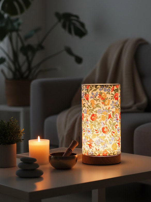 Fabric Table Lamp – USB Powered, Multi-Color Temperature, Dimmable | Linen & Vintage Floral
