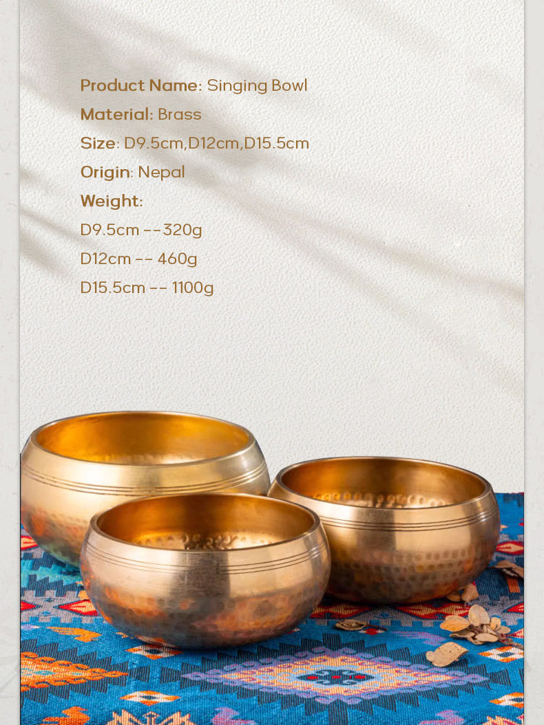 Hand-Hammered Singing Bowl with Textured Design – 9.5 / 12 / 15 cm | Meditation & Healing