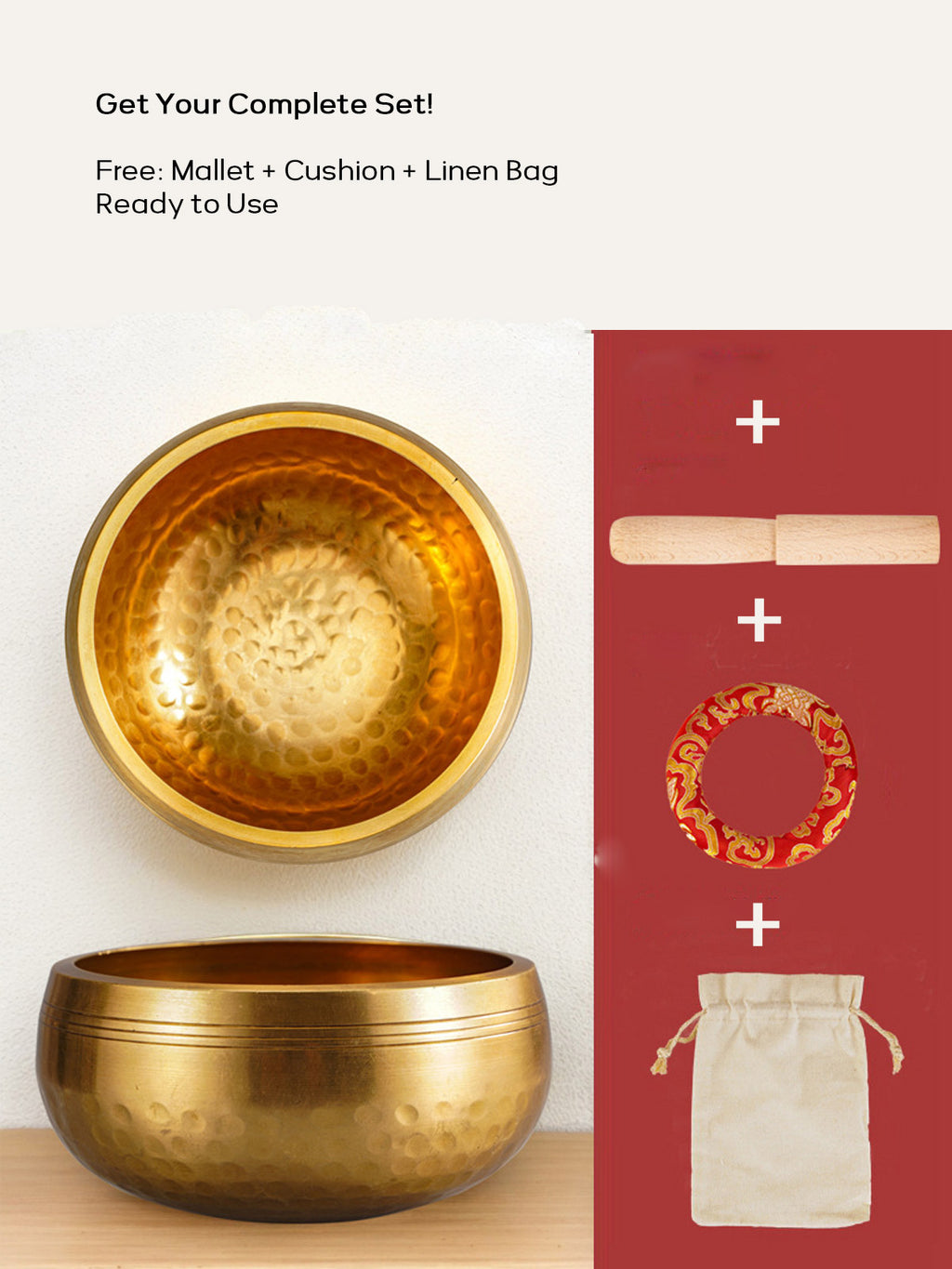 Hand-Hammered Singing Bowl with Textured Design – 9.5 / 12 / 15 cm | Meditation & Healing