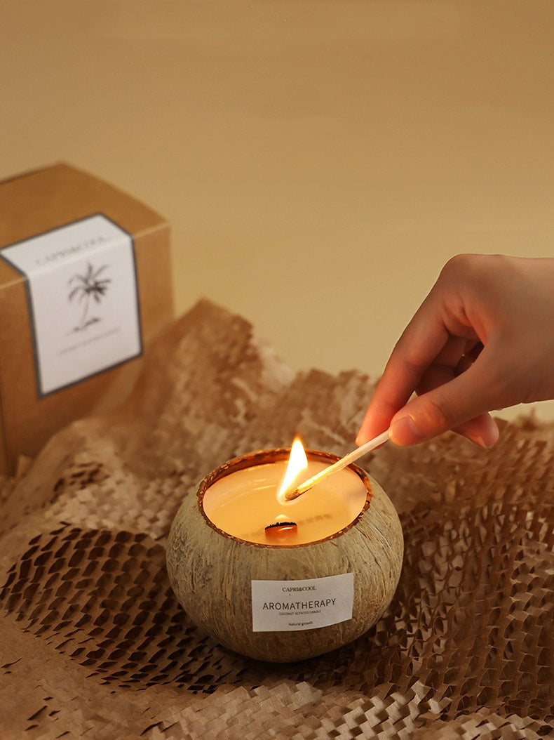 Coconut Shell Soy Candle – Lavender & Gardenia Scents | Natural Eco-Friendly Aromatherapy