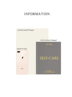 Comparison of A4, A5, and phone size with 'SELF-CARE' book on a white background