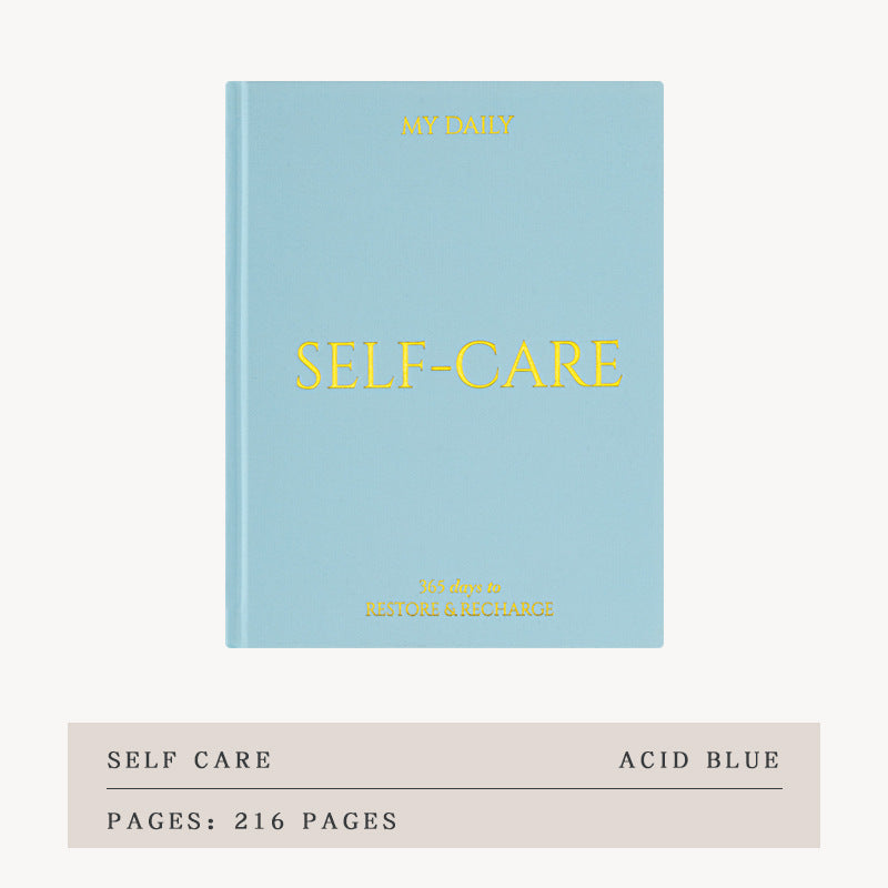 A5 365 Days of Self-Care Journal – Undated Daily Planner for Mindfulness & Wellbeing | Beige / Gray / Blue