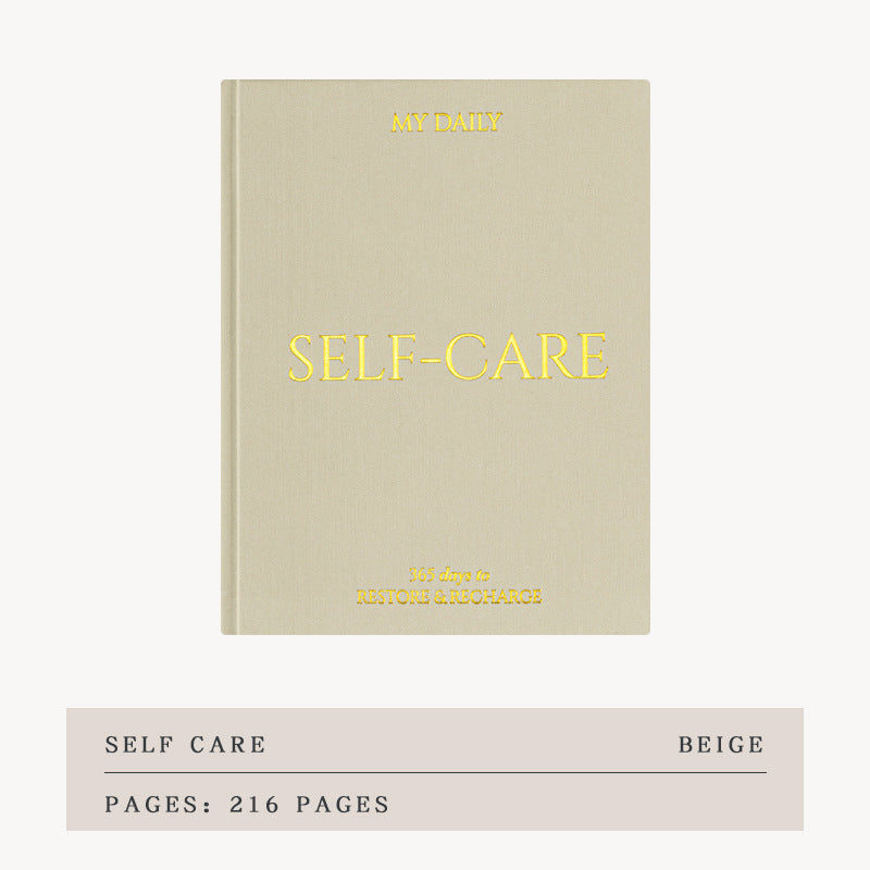 A5 365 Days of Self-Care Journal – Undated Daily Planner for Mindfulness & Wellbeing | Beige / Gray / Blue