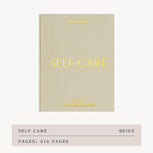 A5 365 Days of Self-Care Journal – Undated Daily Planner for Mindfulness & Wellbeing | Beige / Gray / Blue
