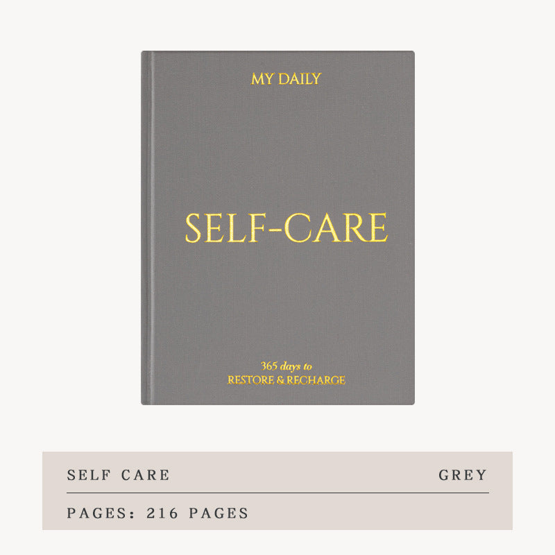 A5 365 Days of Self-Care Journal – Undated Daily Planner for Mindfulness & Wellbeing | Beige / Gray / Blue