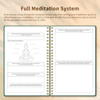 Meditation journal with open pages on a beige background
